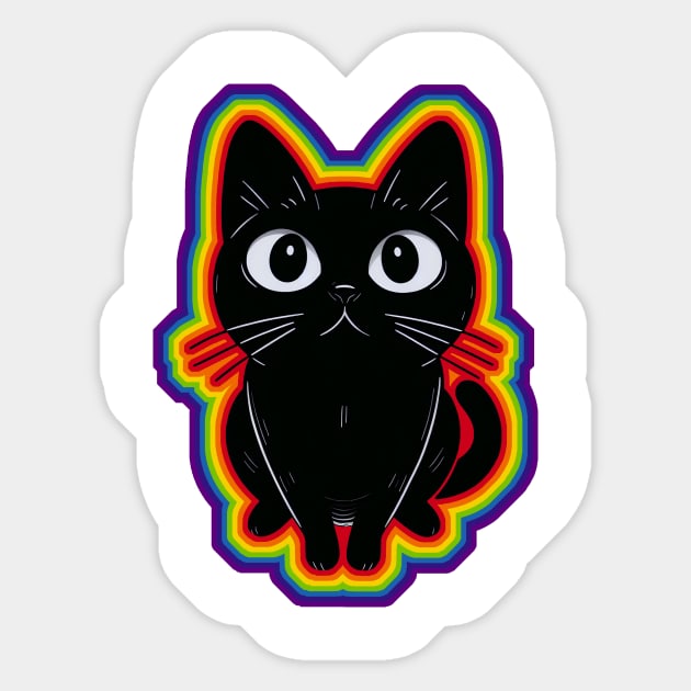 LGBTQ+ rainbow Black cat Sticker by Arteria6e9Vena